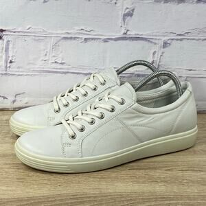 ECCO Soft 7 White Leather Sneakers Women's 42 US Size 11 Casual Lace Up Shoes